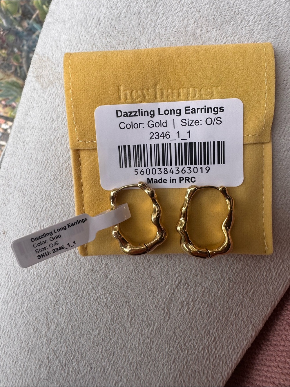 Harper Gold Sculpted Dazzling Long Hoop Earrings